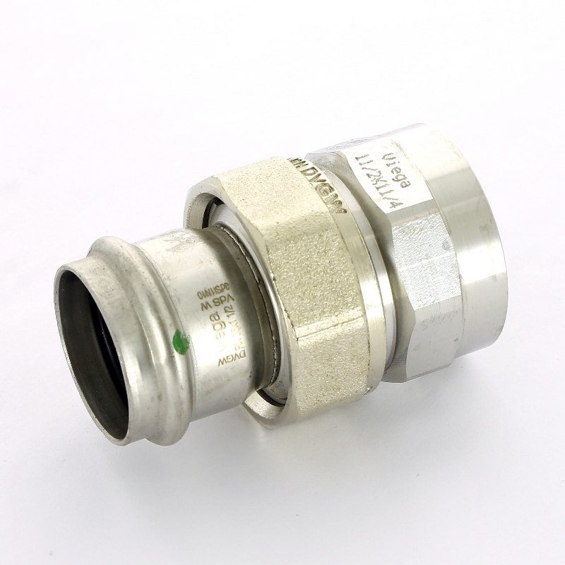 Муфта пресс-В разъёмная 35x1"1/4 с плоской прокладкой нержавеющая сталь Sanpress Inox VIEGA