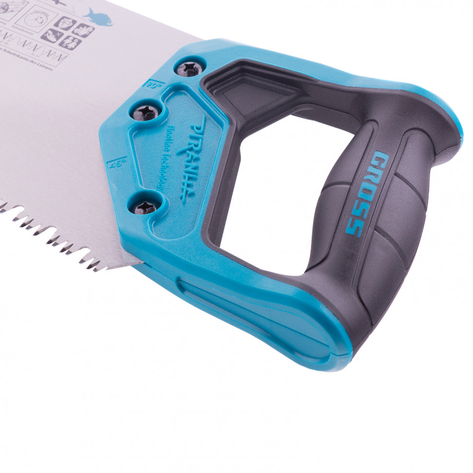 Ножовка по дереву "Piranha", 550 мм, сегментное строение рабочей кромки, 7-8 TPI, зуб-3D, двухкомпонентная рукоятка Gross (24119)