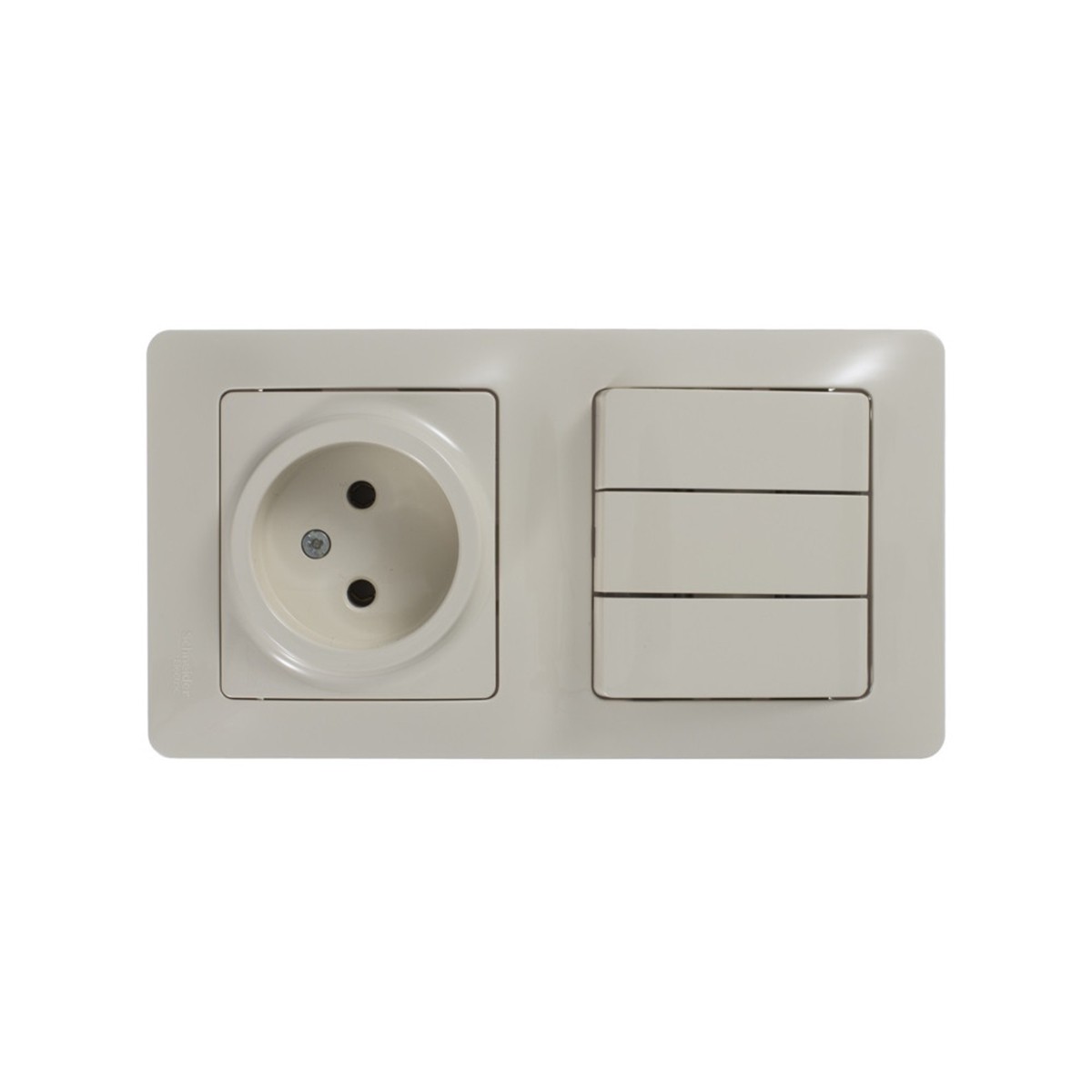 Блок комб. "glossa" з-х кл. выкл. + розетка, бежевый (1/9/54) "schneider"