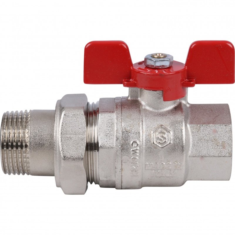 Кран шаровый STOUT ВН 1" с американкой бабочка красная