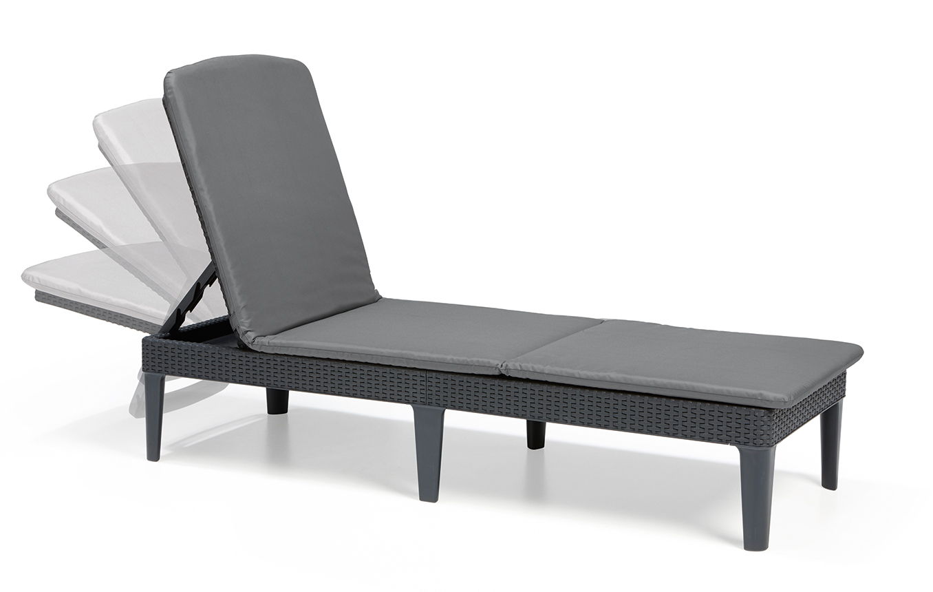 Шезлонг Джайпур (Jaipur) серый с матрасом
