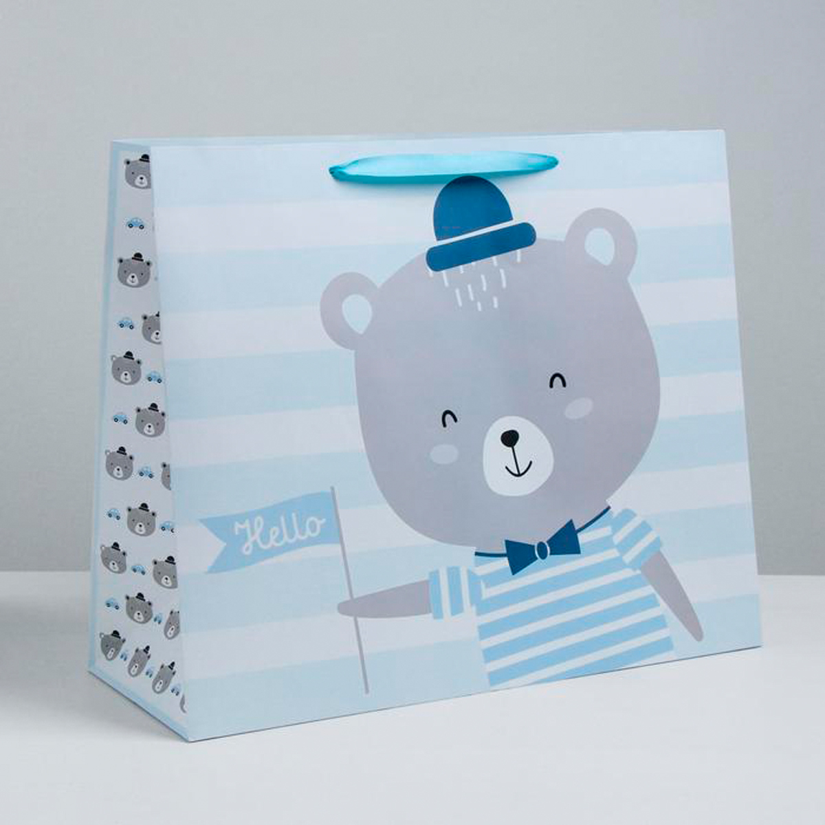 Пакет подарочный ламинир. "hello" 49*40*19 см (1/120) "дарите счастье" 3860965