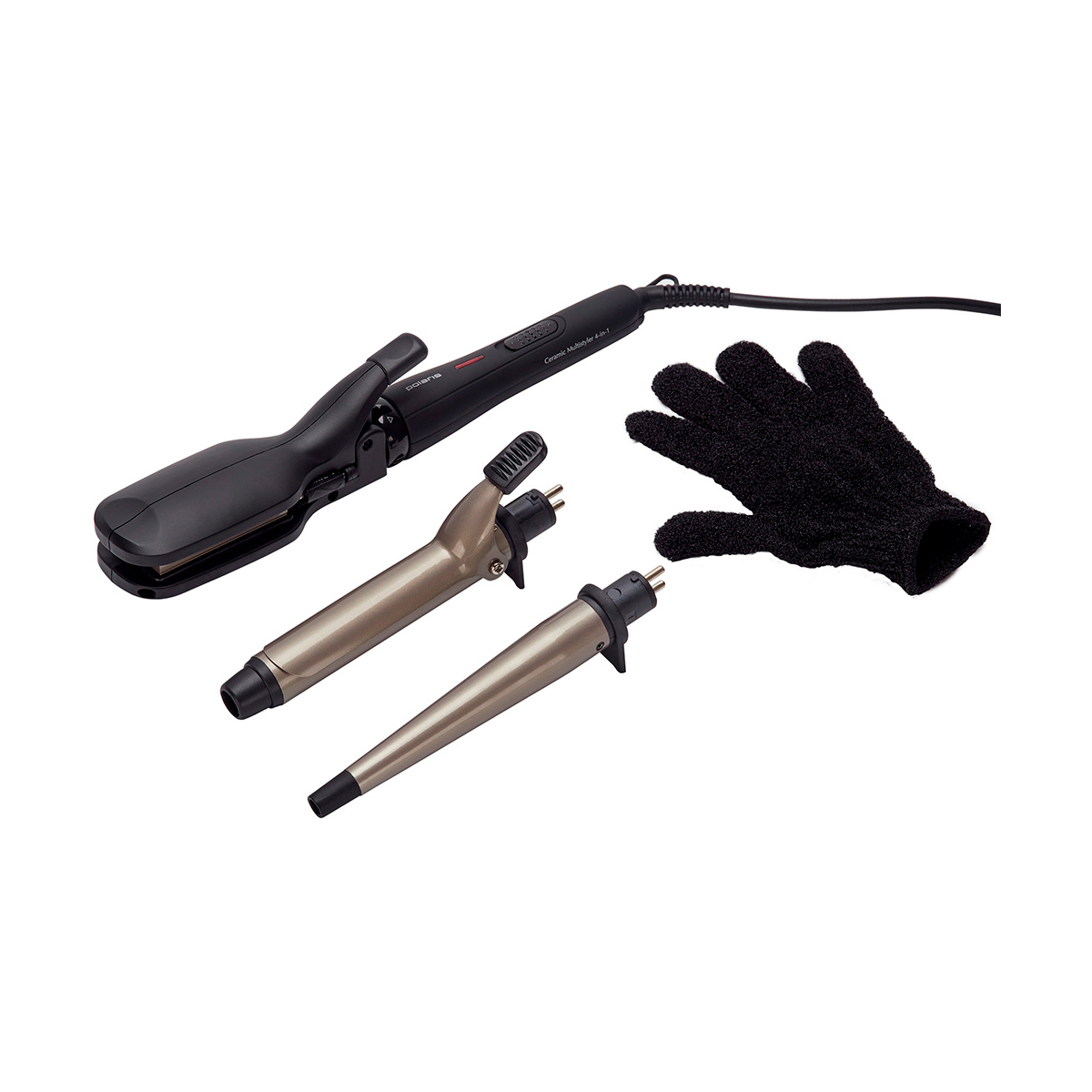 Набор для укладки волос 4 в 1 (щипцы, выпрямитель, насадки) phs 3058k 50 вт (1/12) "polaris"