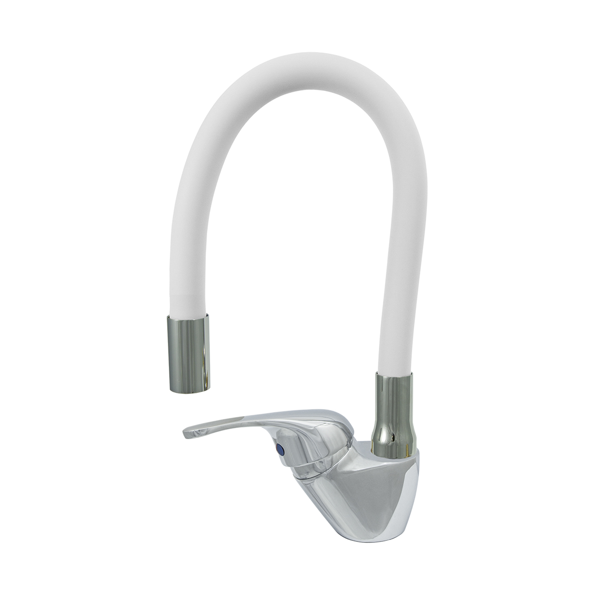 Смеситель для кухни "престиж" цс-см 27/22г d40 м42 гибкий силикон. излив (белый) (1/10)