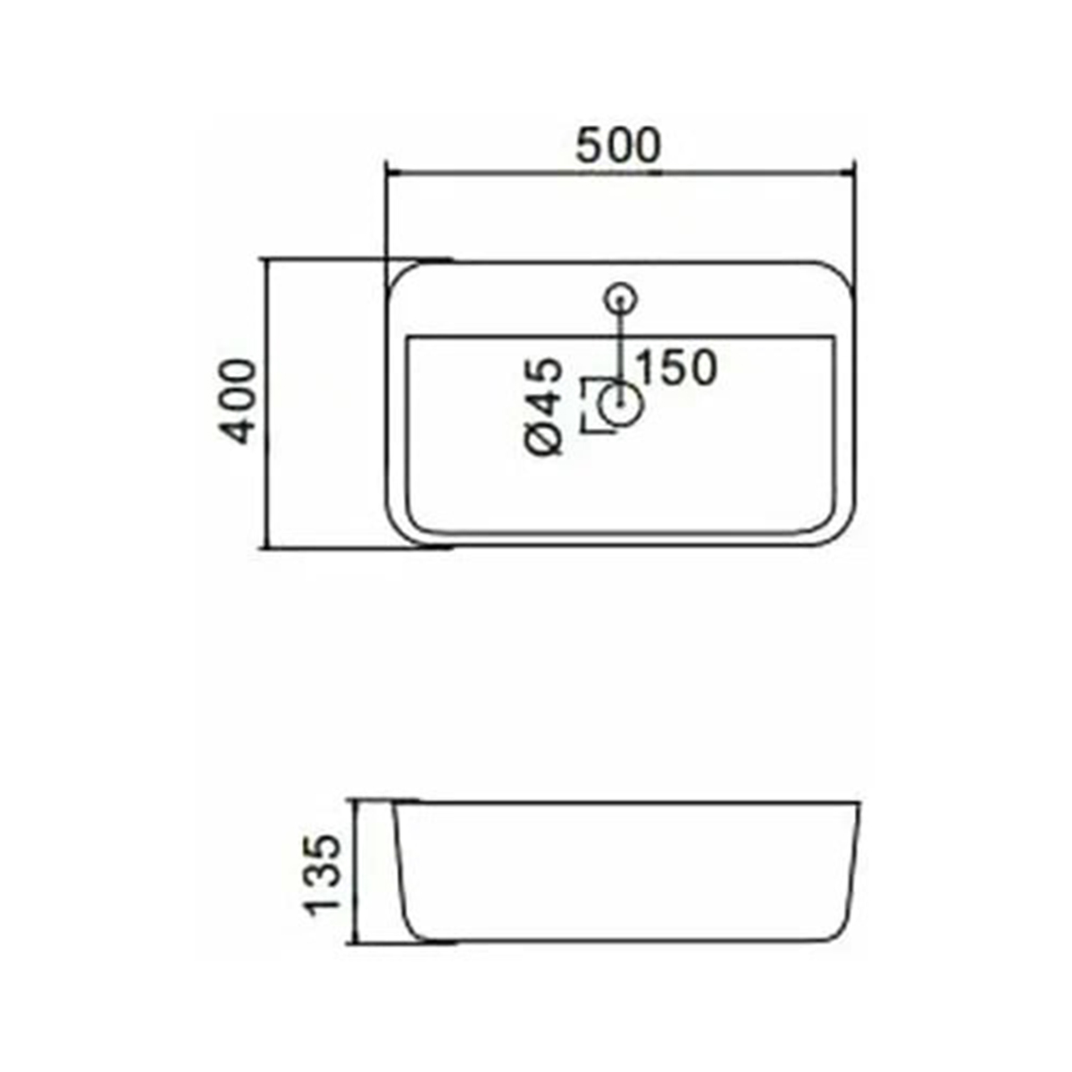 Раковина накладная gt405 керамическая 50*40*13,5 см, белая (1) "gappo"