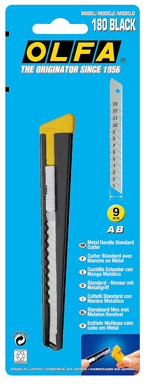 OLFA с сегментированным лезвием 9 мм, нож (OL-180-BLACK)