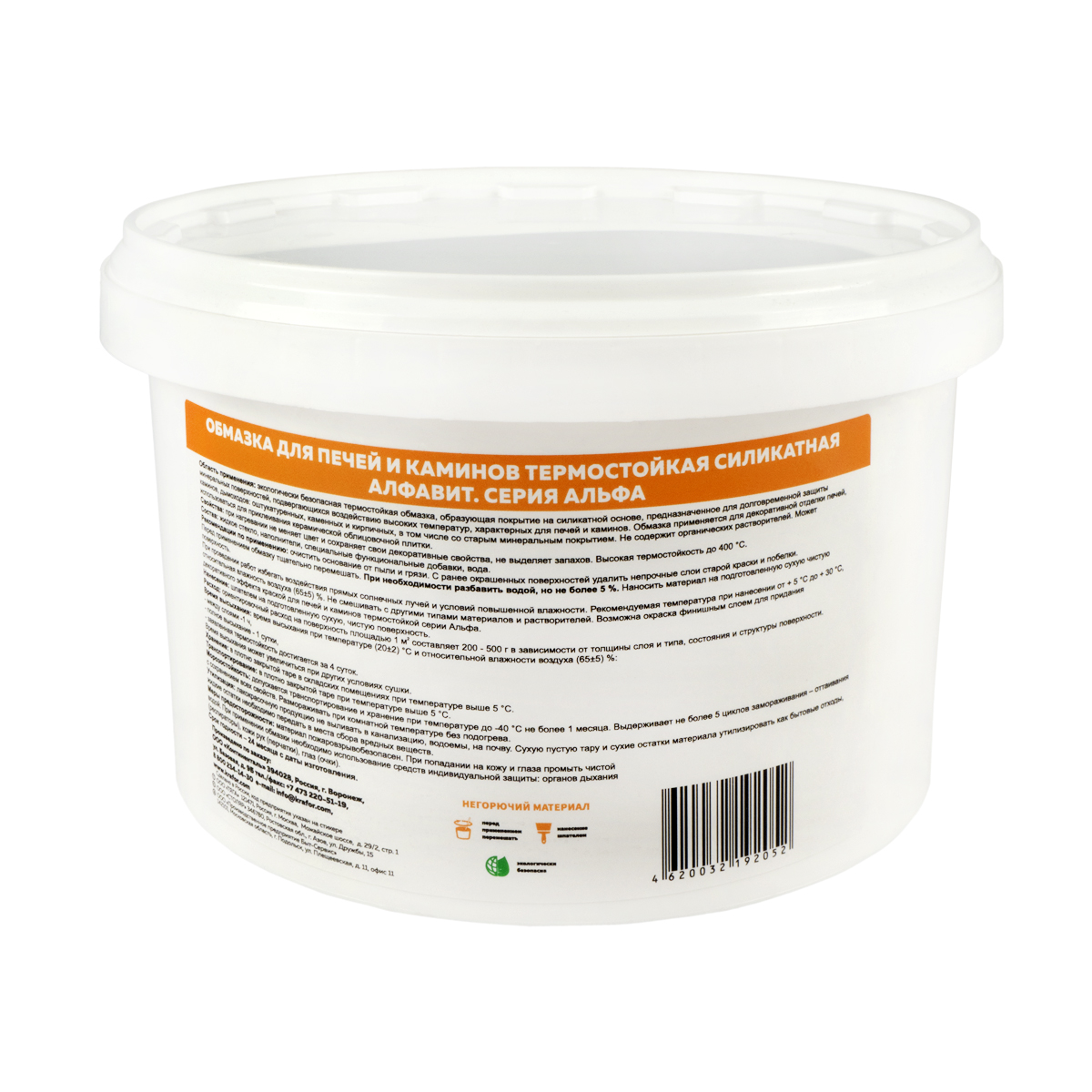 Обмазка для печей и каминов "alfavit" белая 3 кг (1) серия альфа