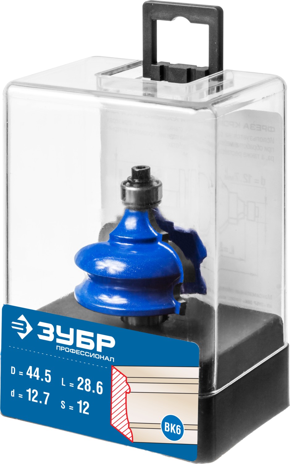 ЗУБР 44.5 x 28 мм, хвостовик 12 мм, фреза кромочная фигурная №4, Профессионал (28715-44.5)