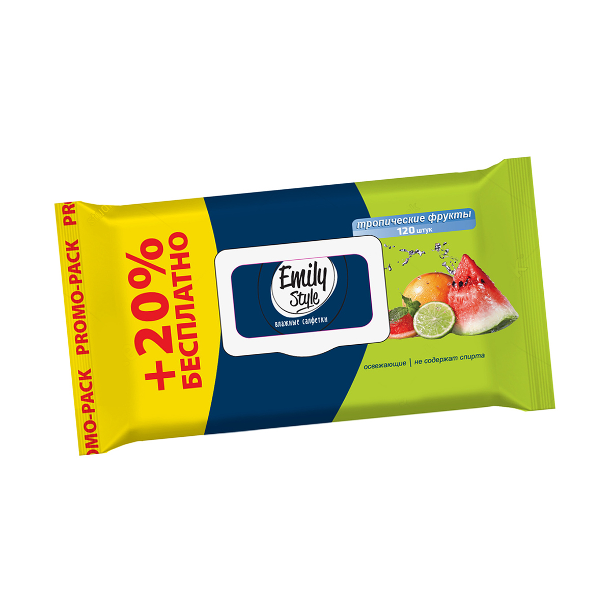 Салфетки влажные "тропические фрукты" упак. 120 шт. (1/12) "emily style"