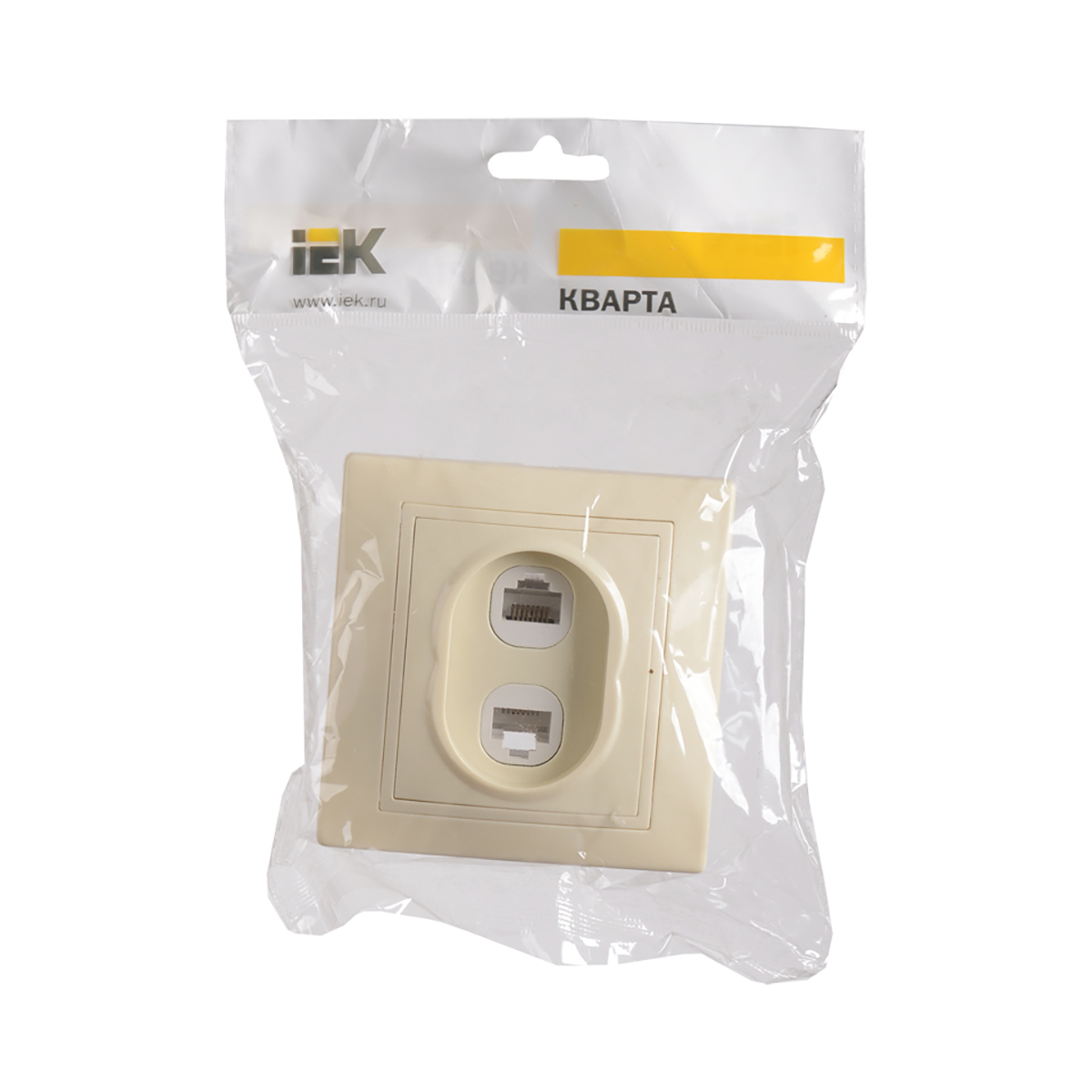 Розетка телефонная "кварта" 2-х местн. рт12-ккм, кремовый (1/10/200) "iek"