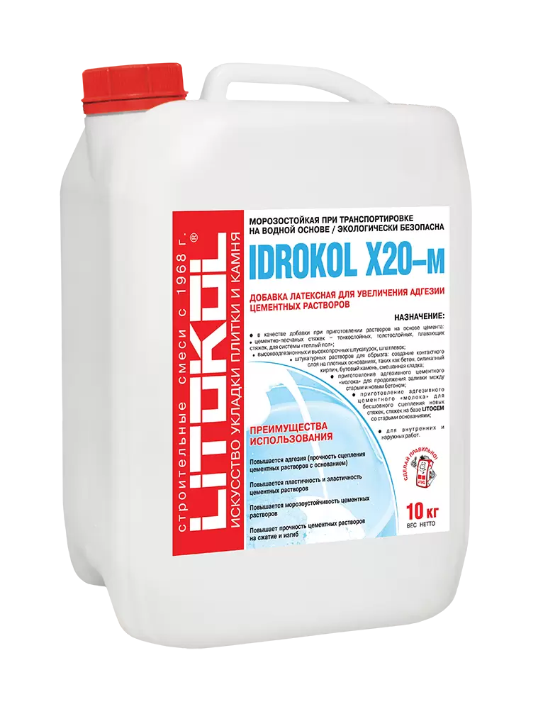 LITOKOL IDROKOL X20-M добавка латексная для увеличения адгезии цементных растворов (20кг)