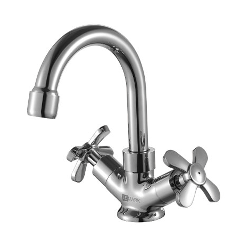 Смеситель для умывальника "partner"  lm6547c  поворотн. излив, двухвентильный (1/8) "lemark"