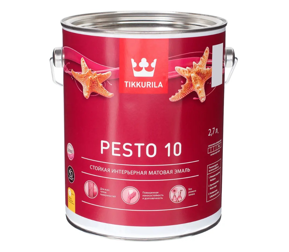 Эмаль алкидная Тиккурила ПЕСТО 10 матовая 2,7 л