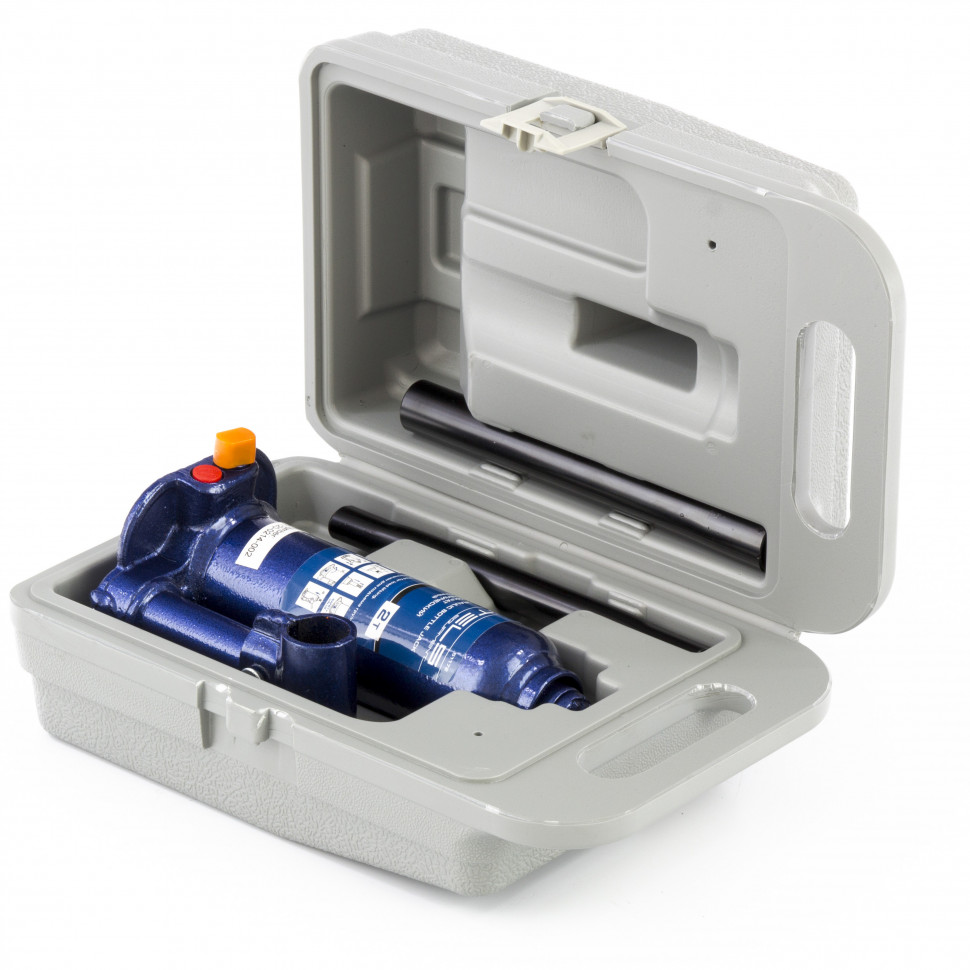 Домкрат гидравлический бутылочный, 2 т, h подъема 178-338 мм, в пластиковом кейсе Stels (51172)