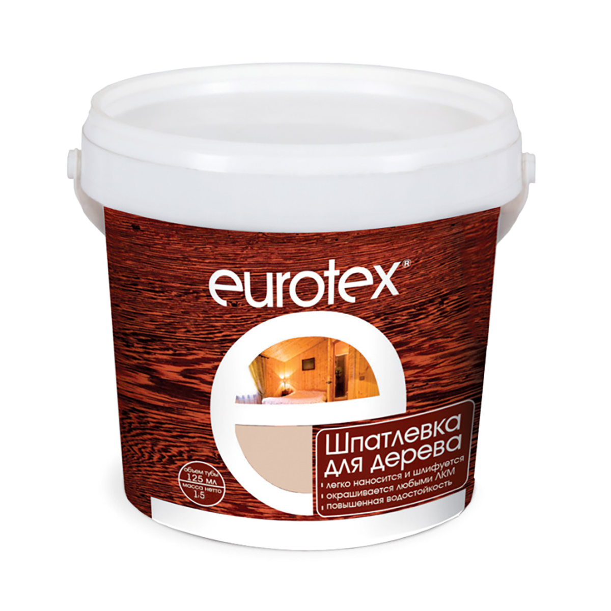 Шпатлевка по дереву "евротекс" лиственница 1,5 кг (6) "рогнеда"