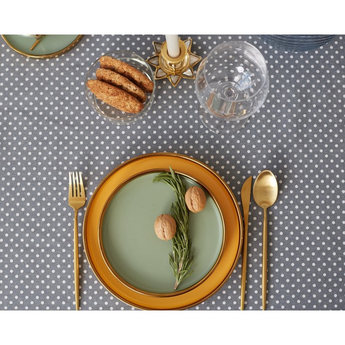 Набор столовый "доляна" серый в горох (скатерть 145*200 см, салфетки 40*40 см 4 шт.) (1/175) 7428617