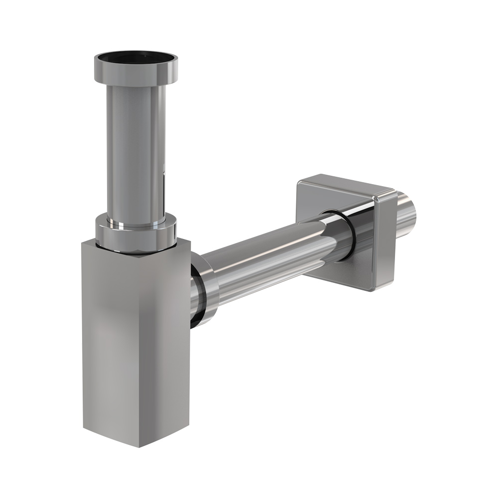 Сифон Alcaplast бутылочный 1"1/4 x 32 для раковины (латунь) квадратный хром