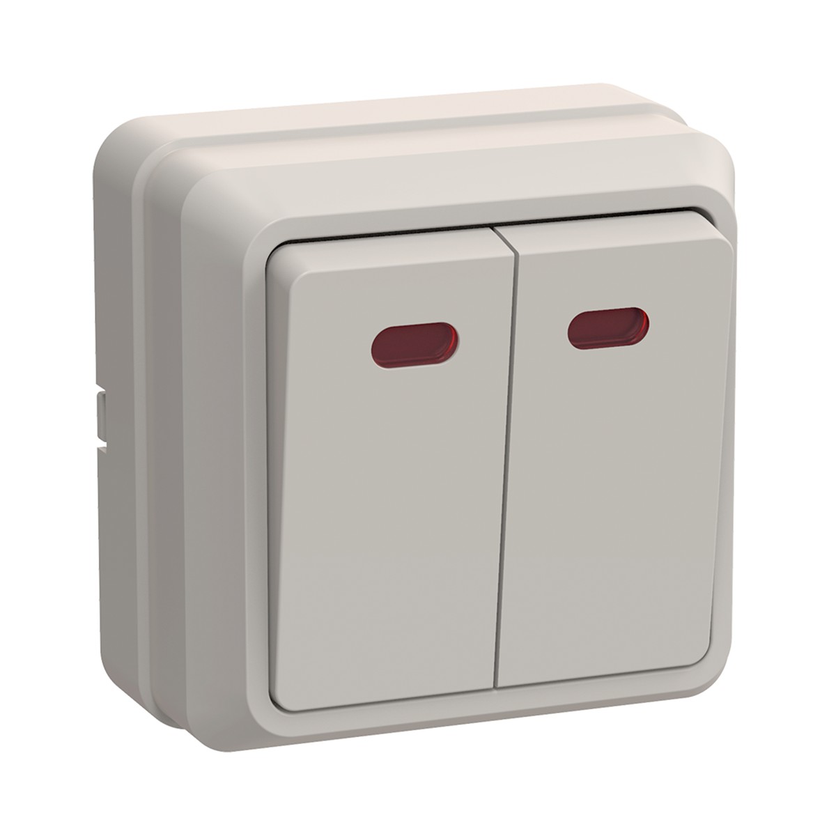 Выключатель открыт. уст. "октава" 2-х кл. с индикатором вс20-2-1-окм, 10а, кремовый (1/36/432) "iek"