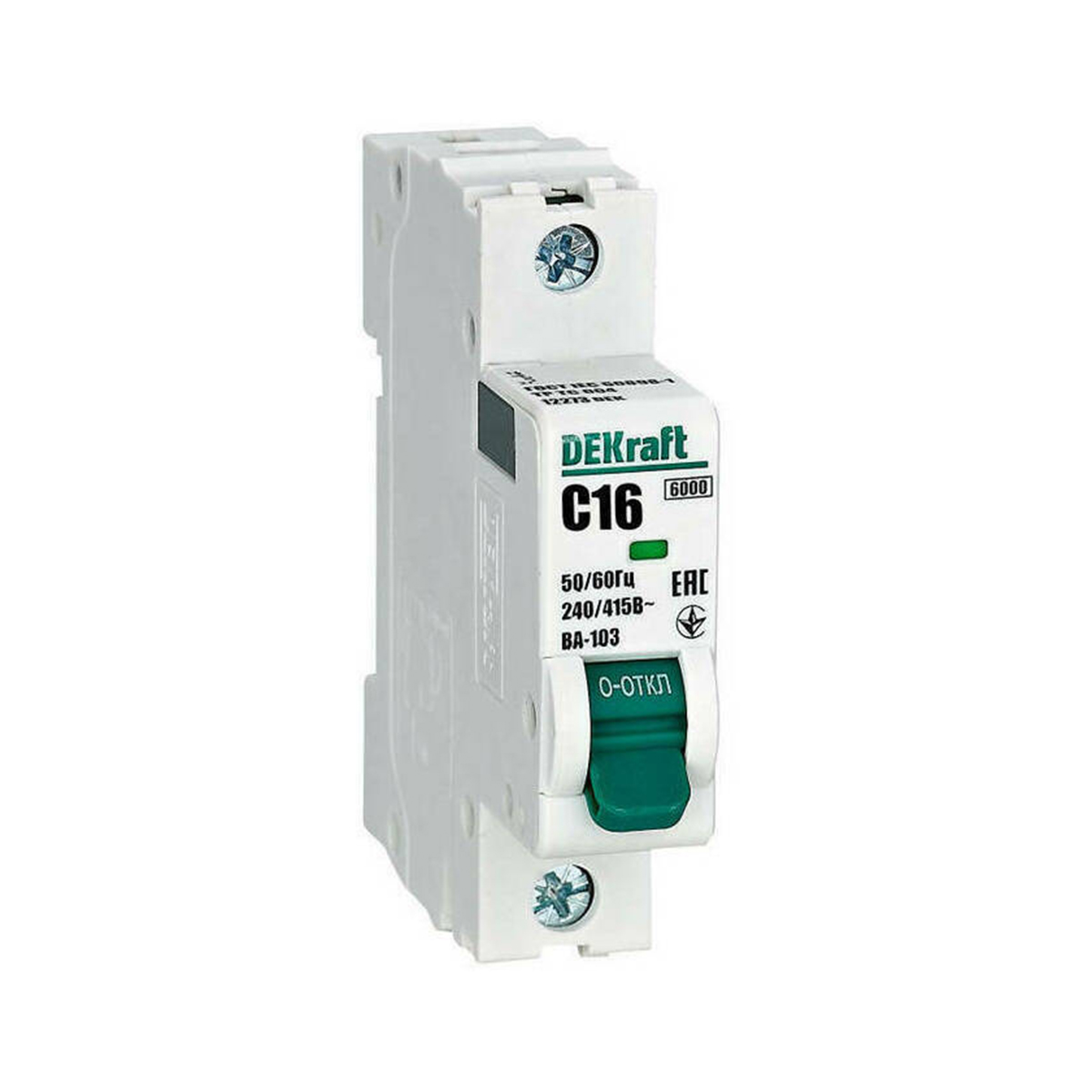 Выключатель автомат. ва-103 1р 16а 6ка тип с (1/12/144) "dekraft"