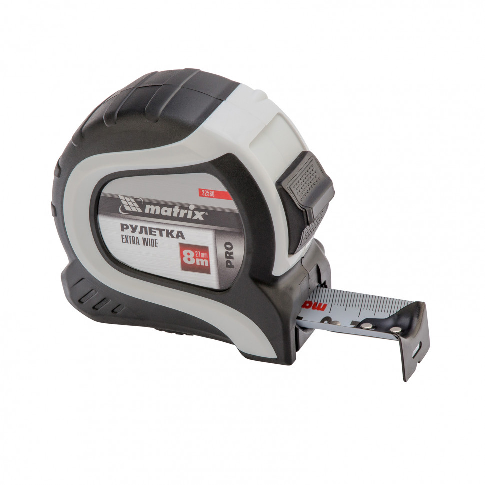 Рулетка Extra Wide, 8 м x 27 мм, двухкомпонентный корпус, Pro Matrix (32586)