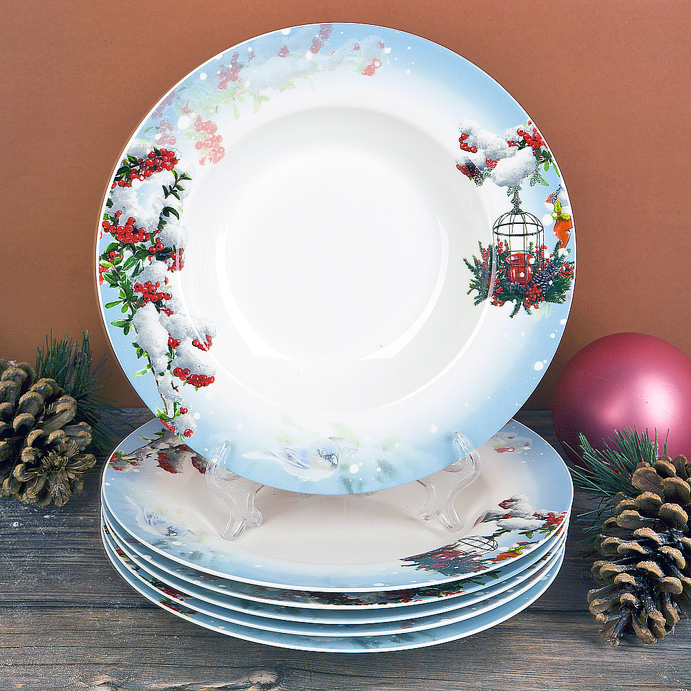 Тарелка десертная "красный кардинал" 21,5 см, фарфор (6/36) "nouvelle home" n0990590