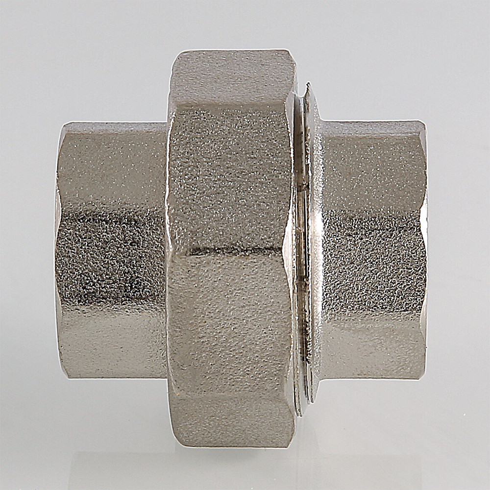 Муфта резьбовая 1"1/4 (ВР) разъемная, с накидной гайкой, латунь-никель VALTEC (VTr.340.N.0007)