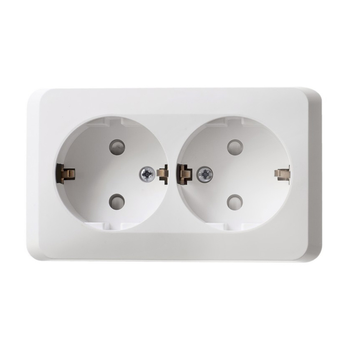 Розетка открыт. уст. "этюд" 2-х местн. с заземл, с шторками 16а, бeлый (1/16/96) "schneider"