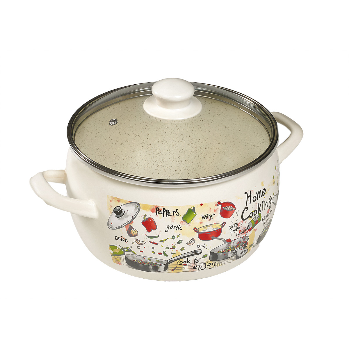 Кастрюля эмалиров. "гурман" 2,4 л, 16 см стекл. крышка (1/8) "metrot"