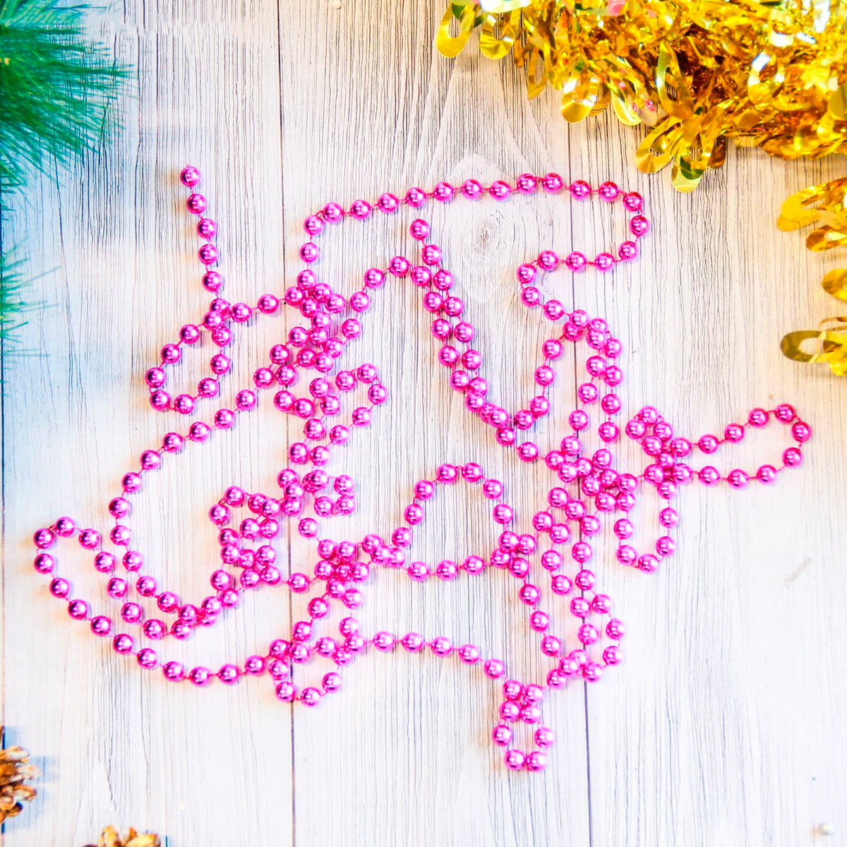 Бусы 2,7 м "шарики" d-7 мм, малиновые "зимнее волшебство" 2371361