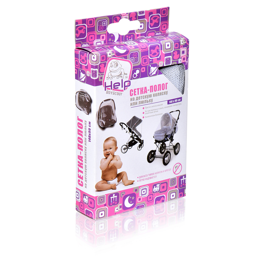 Сетка-полог на детскую коляску 140*90 см (1/48) "help" 80007