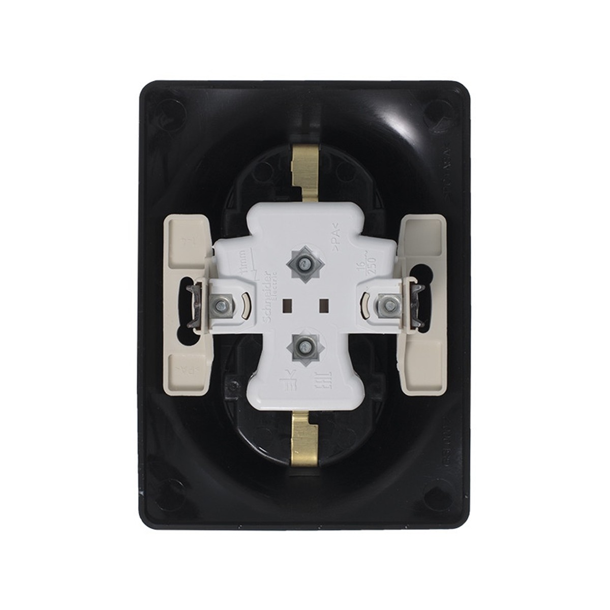 Розетка "glossa" 2-х местн. с заземл. 16а, антрацит (1/10/60) "schneider"