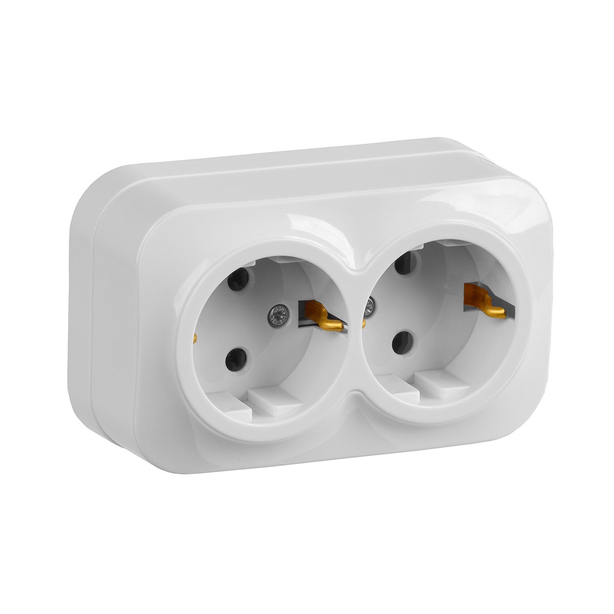 Розетка открыт. уст. "glory" 2-х местн. с заземл. рс22-3-хб, 16а, белый (1/18/216) "iek"