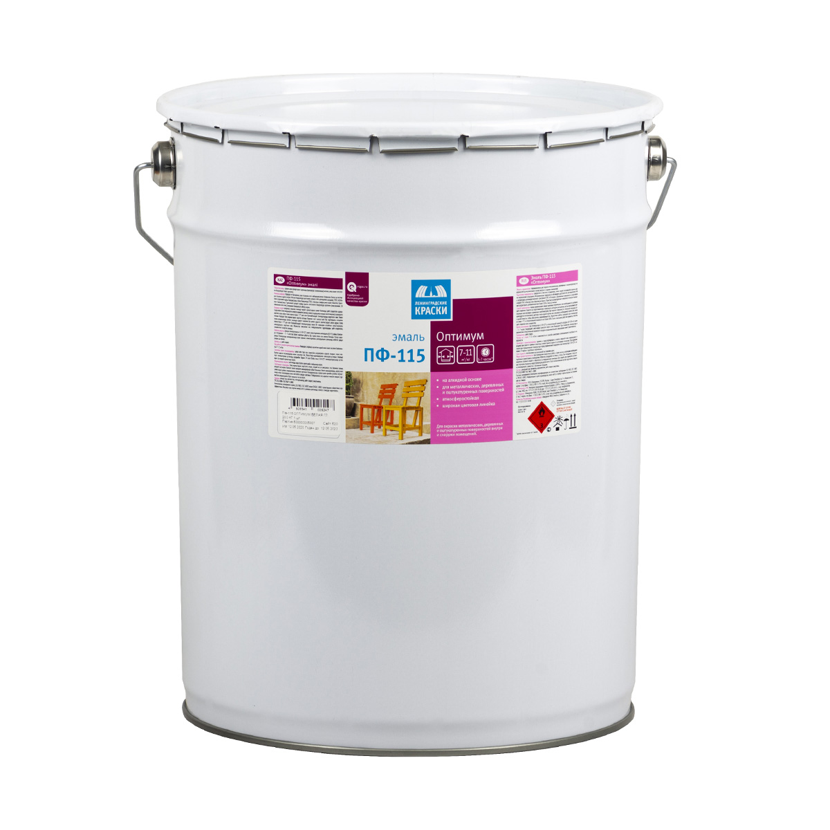 Эмаль "оптимум" пф-115 белая глянцевая 20 кг (1) текс