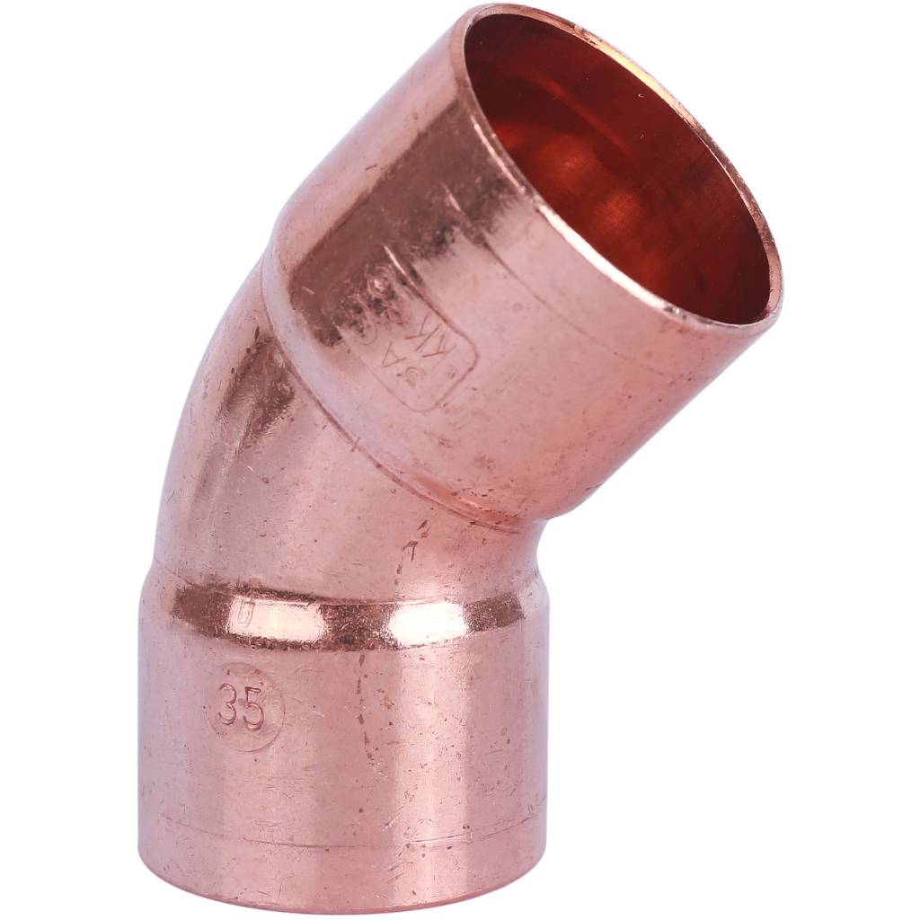Отвод двухраструбный 35 мм / 45° под пайку медный SANHA 1504135
