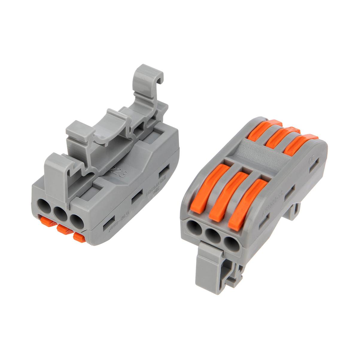 Клемма проходная смк 222-423d, 3 полюса (серая) (50/1200) "rexant" 07-5238