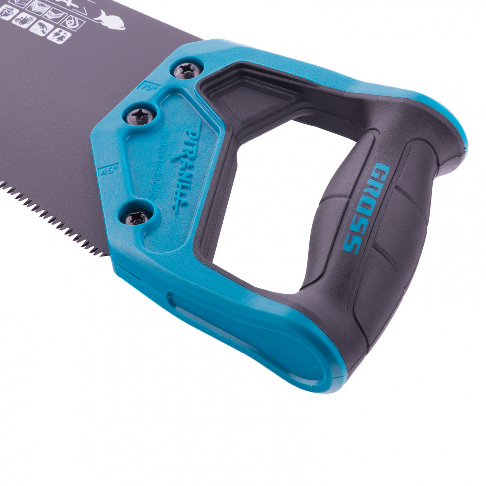 Ножовка по дереву "Piranha", 400 мм, 11-12 TPI, зуб-3D, каленый зуб, тефлоновое покрытие полотна, двухкомпонентная рукоятка Gross (24111)