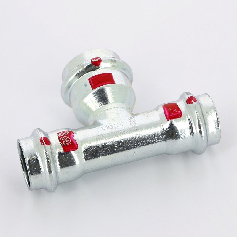 Тройник пресс 22x28x22 оцинкованная сталь Prestabo VIEGA