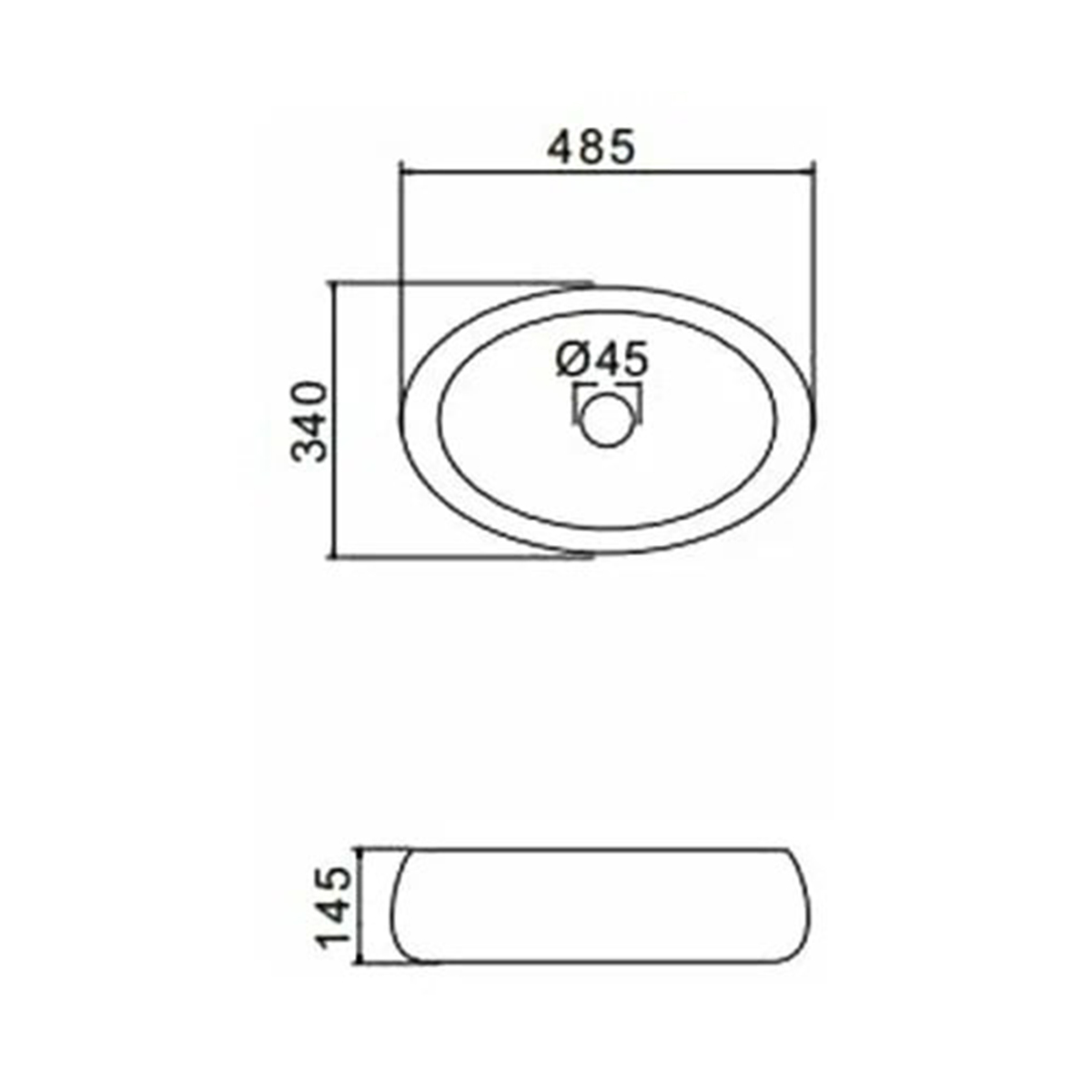 Раковина накладная gt305 керамическая 48,5*34*14,5 см, белая (1) "gappo"