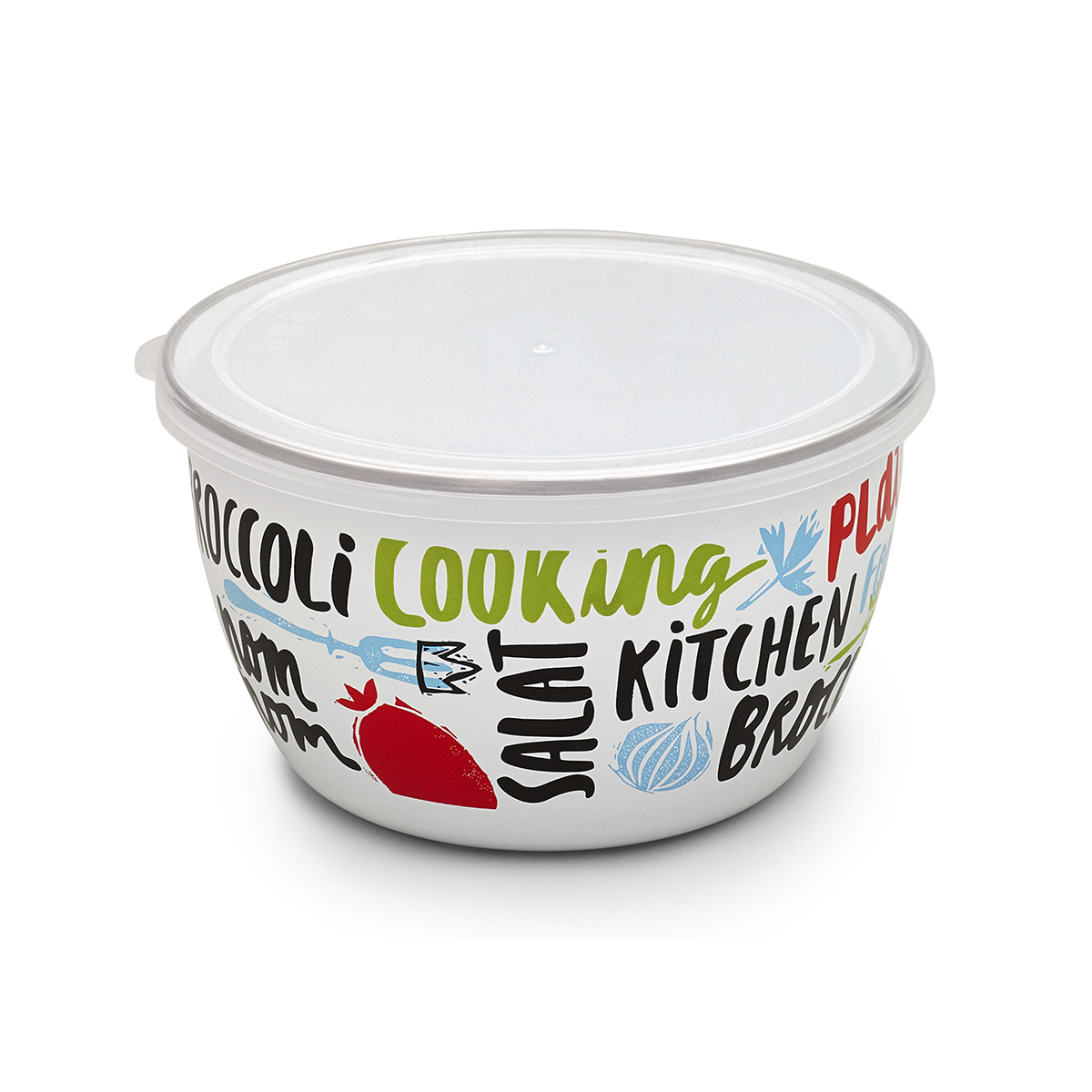 Миска эмалиров. "брокколи" 1,7 л, 16 см пласт. крышка (1/4) "metrot"