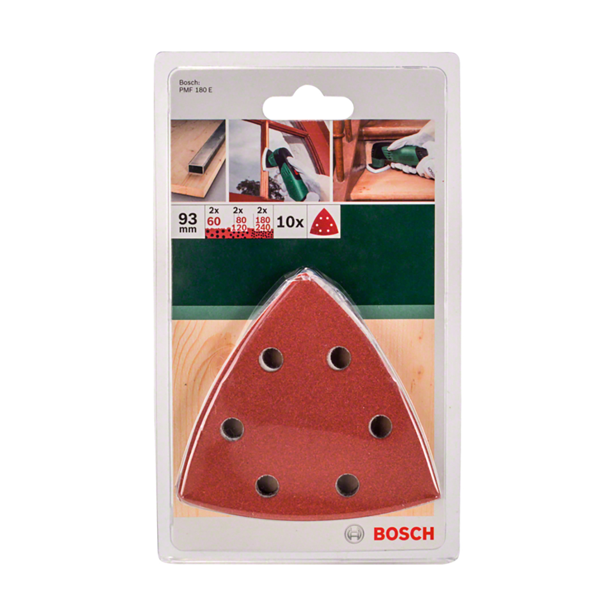 Треугольник шлифовальный на липучке 93 мм, р60/80/120/180/240, набор 10 шт. (1) "bosch" 2609256957