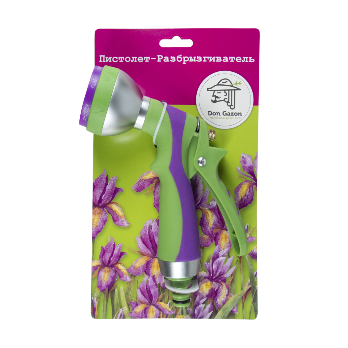Пистолет-разбрызгиватель комб. корпус, регулир. 7 реж, латун. шток (1/6/48) "don gazon" 096-7216