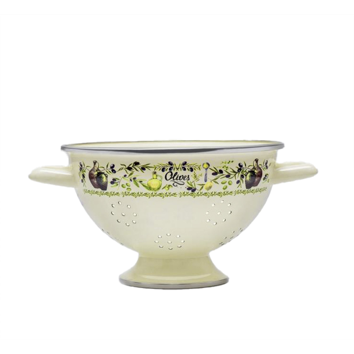 Дуршлаг эмалиров. "олива" 2,5 л на ножке, с двумя ручками (1/6) "metrot"