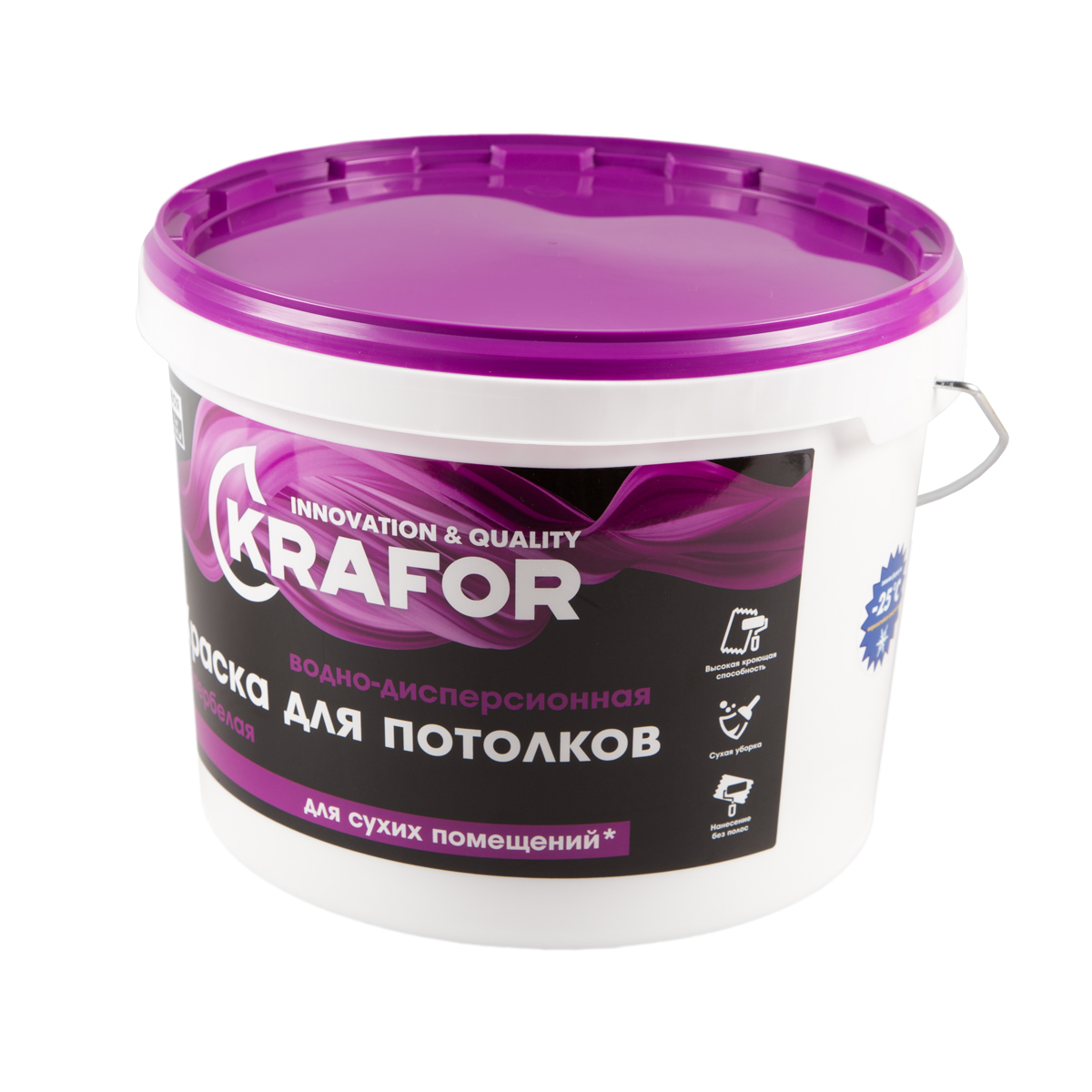 Краска в/д  для потолков супербелая 14 кг (1) "krafor"   (фиолет.)