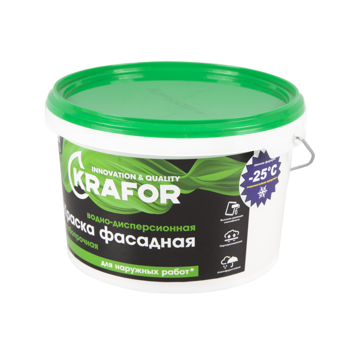 Краска в/д фасадная особопрочная  3 кг (1) "krafor" (зелен.)