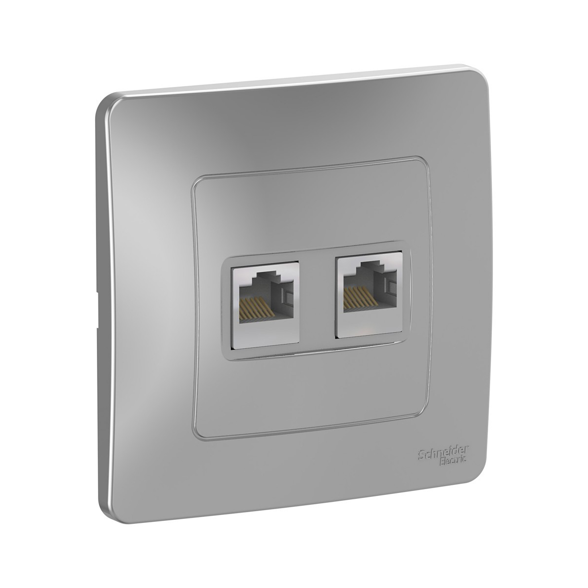 Розетка компьютерная "blanca" 2-х местн. rj45, алюминий (1/10/20) "schneider"