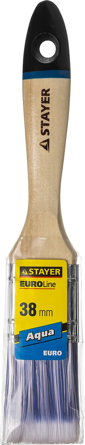 STAYER AQUA, 38 мм, 1.5″, искусственная щетина, деревянная ручка для воднодисперсионных и акриловых ЛКМ, плоская кисть (01062-038)