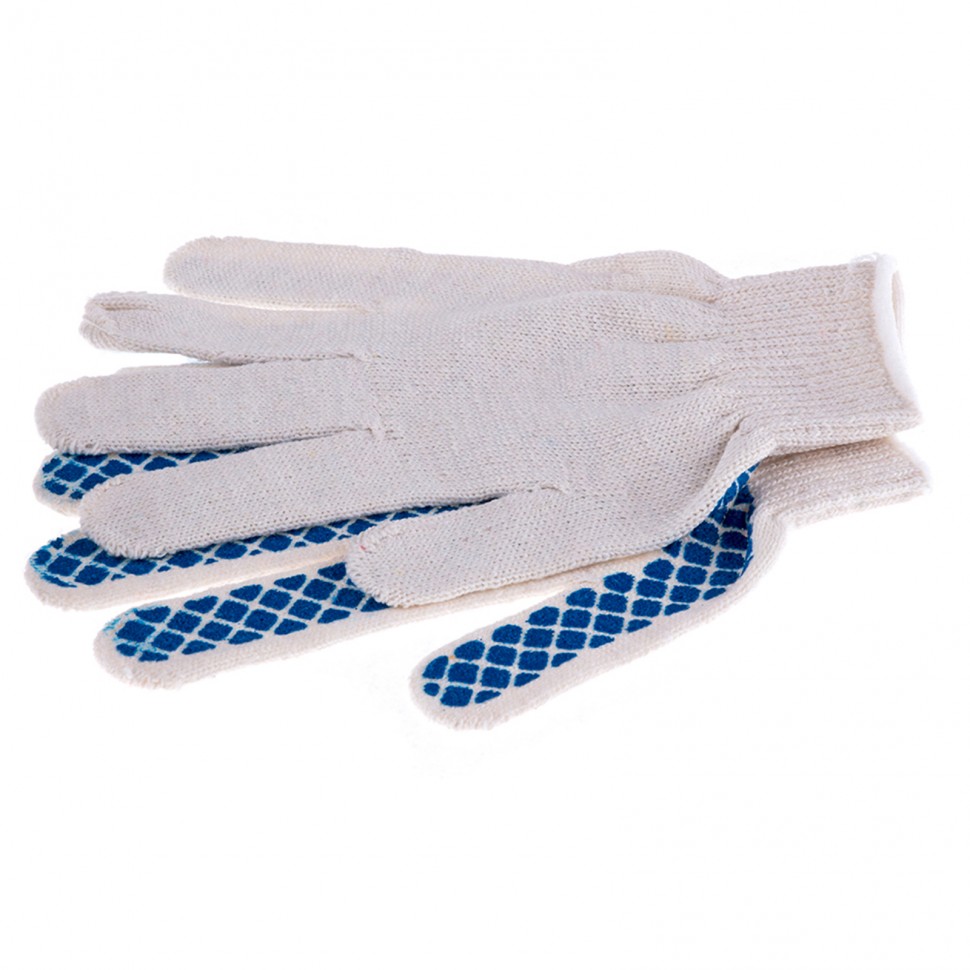 Перчатки х/б, ПВХ покрытие, "Шахматный облив", 5 пар в упаковке, 10 класс (67812)
