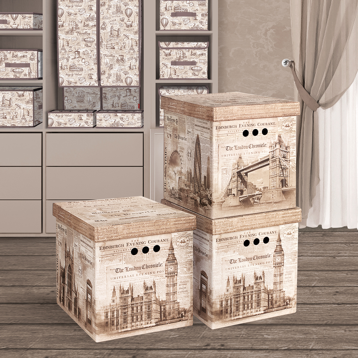 Короб для хранения "travelling england" 28*38*31,5 см (набор 3 шт.) (1/12) "valiant" tr-bctn-en-3m