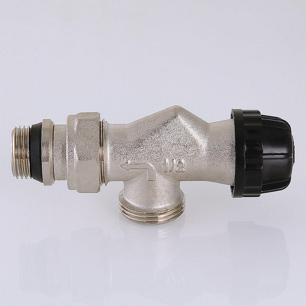 Клапан ВН термостатический 1/2"х3/4" угловой с осевым управлением,преднастройкойVALTEC