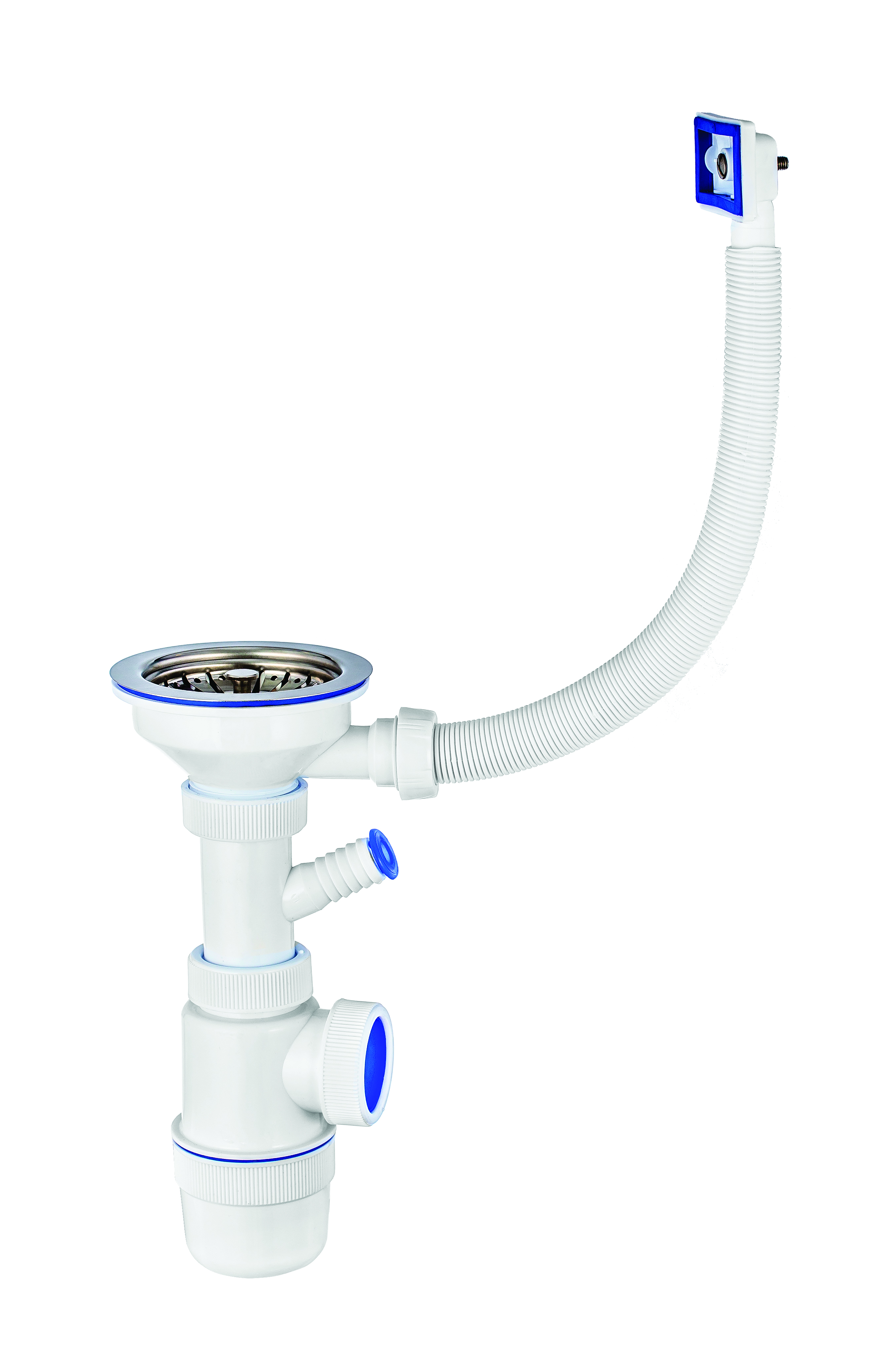 Сифон "элит" с нерж. чашкой 114 мм с отводом и переливом (1/30) "вирпласт"